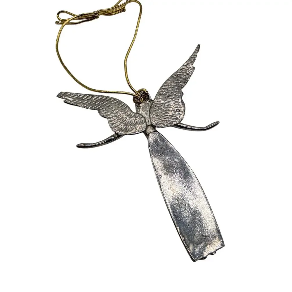 Midwest of Cannon Falls Pewter Serenity Angel Christmas Ornament 1990s Vintage